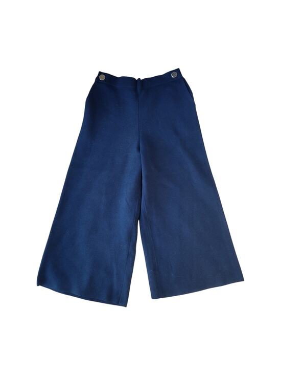 Cruciani Pants - Cruciani Wide Leg Knit Cotton Cropped Pants Navy 42 Medium 6